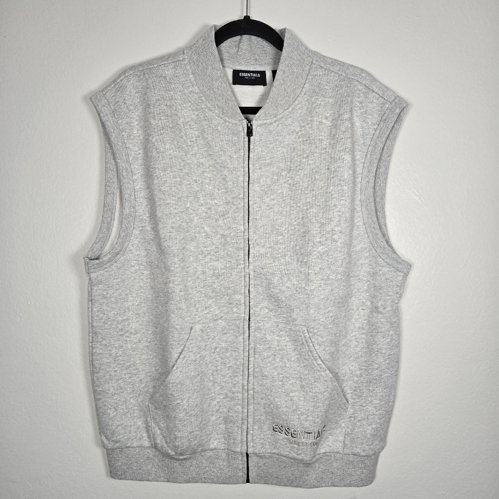 Fear Of God Essentials Zip Up Heather Grey Vest